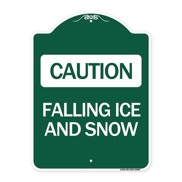 Signmission Designer Series Falling Ice and Snow, Green & White Aluminum Sign, 18" H, GW-1824-24286 A-DES-GW-1824-24286